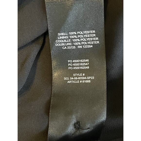 Wilfred Pleated Scoop Neck Keyhole Puff Sleeve Mini Dress Black Size L - Picture 15 of 15